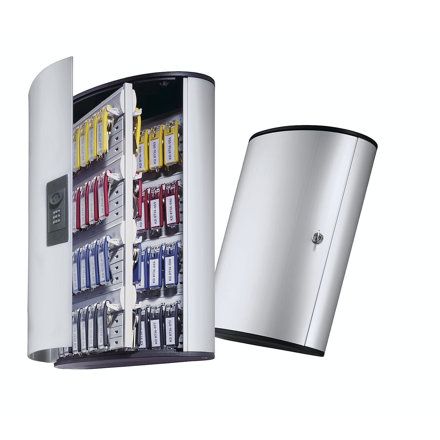 Designer key box, with combination lock, HxWxD 400 x 300 x 118 mm, 72 hooks.