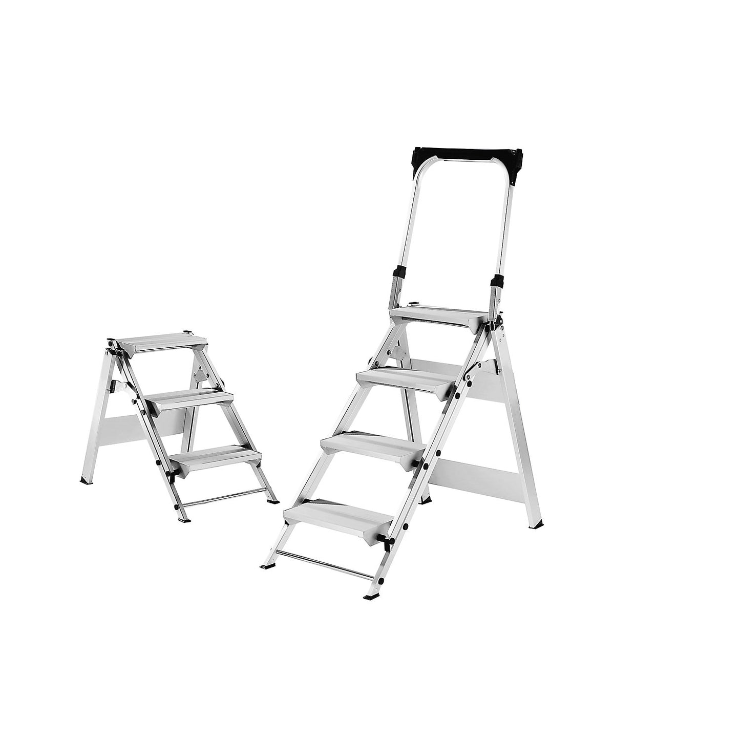 Aluminium folding steps, without safety rail, 2 steps.