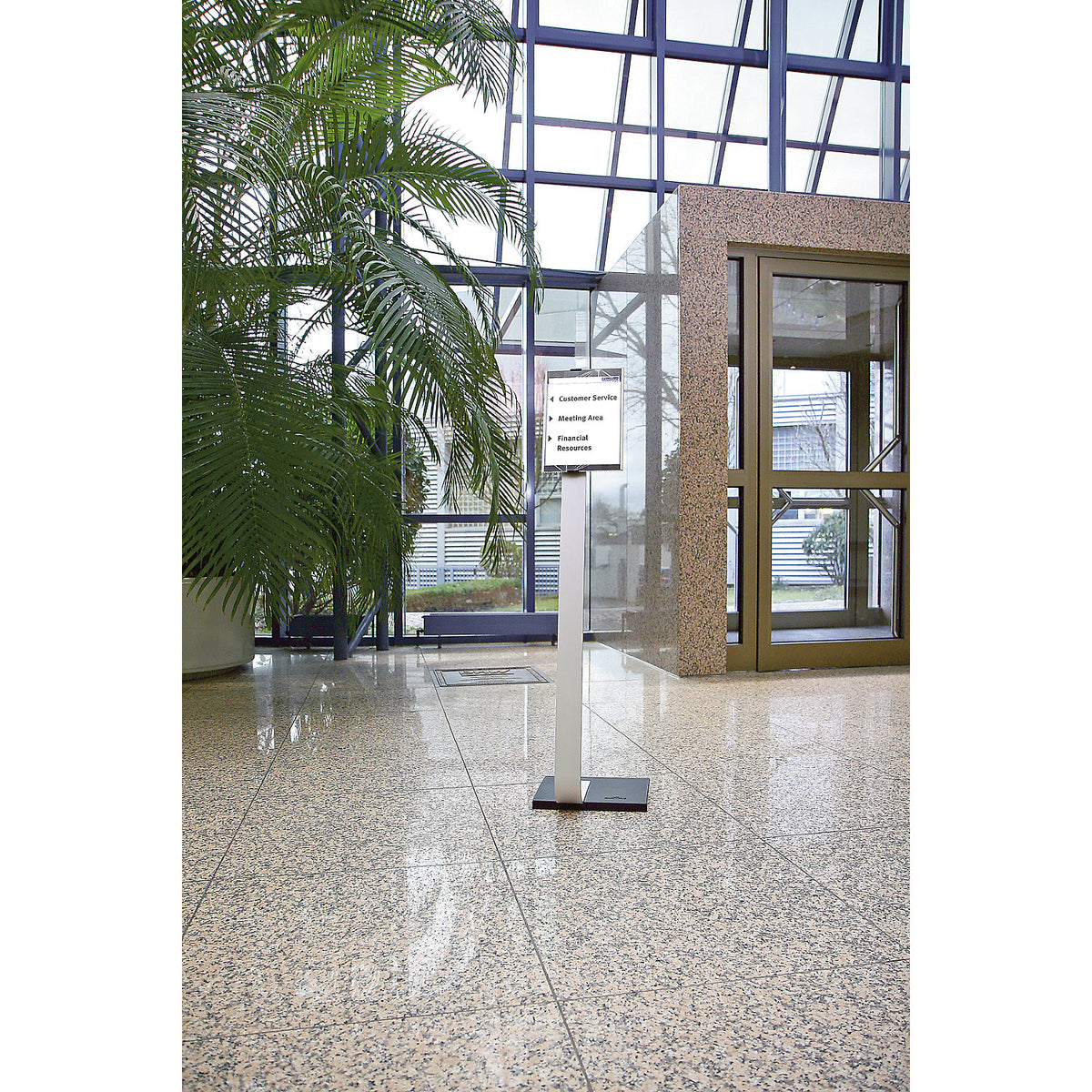 Floor stand with notice panel, made of aluminium, A3, WxH 297 x 420 mm.