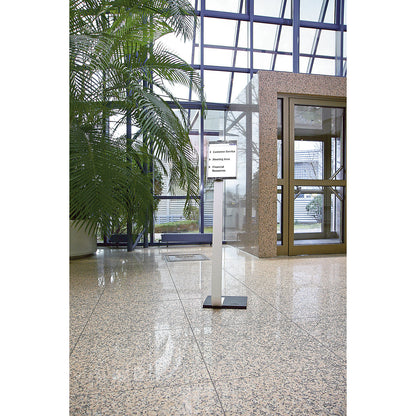 Floor stand with notice panel, made of aluminium, A3, WxH 297 x 420 mm.