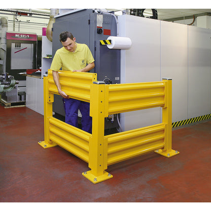 Crash protection wall, height 1090 mm, 2 wall sections, length 1372 mm, extension section incl. 1 post.
