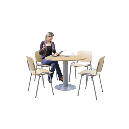 Stacking chair, ergonomic shape, beech / aluminium coloured frame, pack of 4.