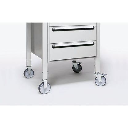 Wheel set, overall height 150 mm, can be fitted at a later stage.