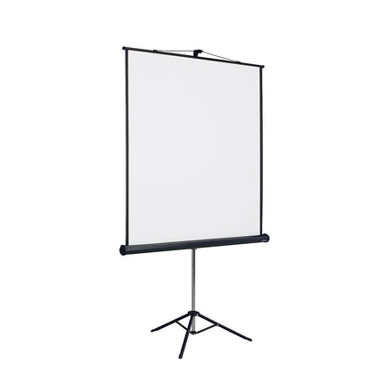 Projection screen with stand, 4:3 projection format, viewing area WxH 1970 x 1470 mm.