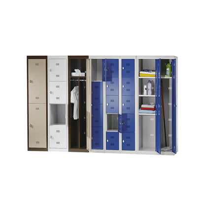 Hamburg 4-fold compartment locker, 1 compartment, 4 compartments, height 410 mm, width 300 mm, standard unit, light grey / gentian blue.