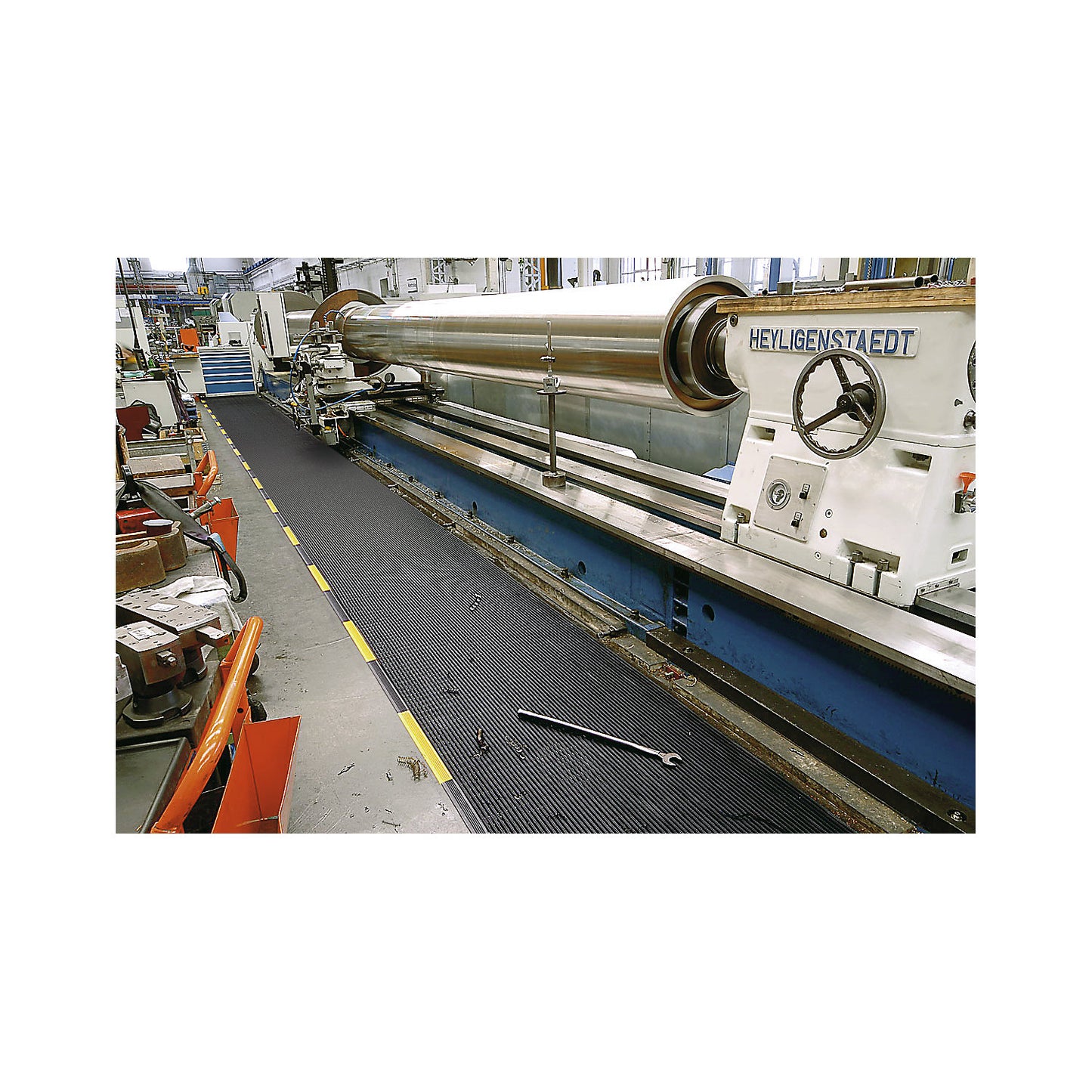 Industrial matting, anti-slip, per metre, black/yellow, width 600 mm.