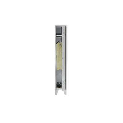 Berlin 2 clothes locker, 1 compartment, light grey, width 300 mm, flat roof shape.