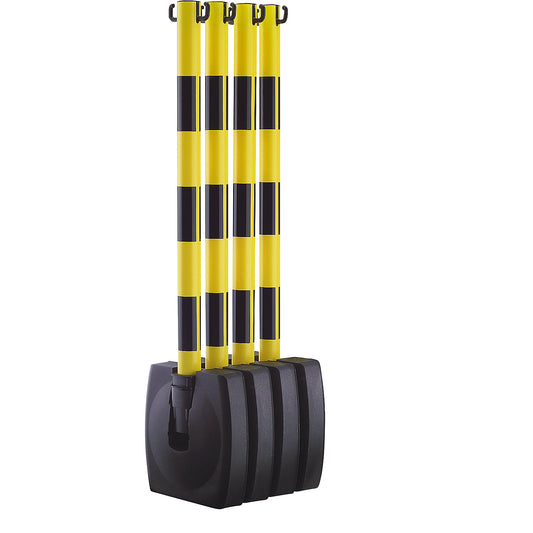 Chain stand set, folding, post height 900 mm, yellow / black.