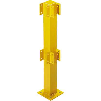 Posts for safety railing, for indoor use, 1000 mm high for 2 bars, corner post.