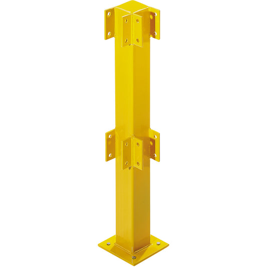 Posts for safety railing, for indoor use, 1000 mm high for 2 bars, corner post.
