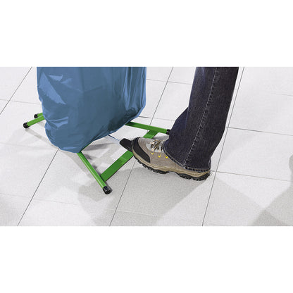 Waste sack stand, static frame, for capacity 120 l, with pedal, zinc plated, steel lid.