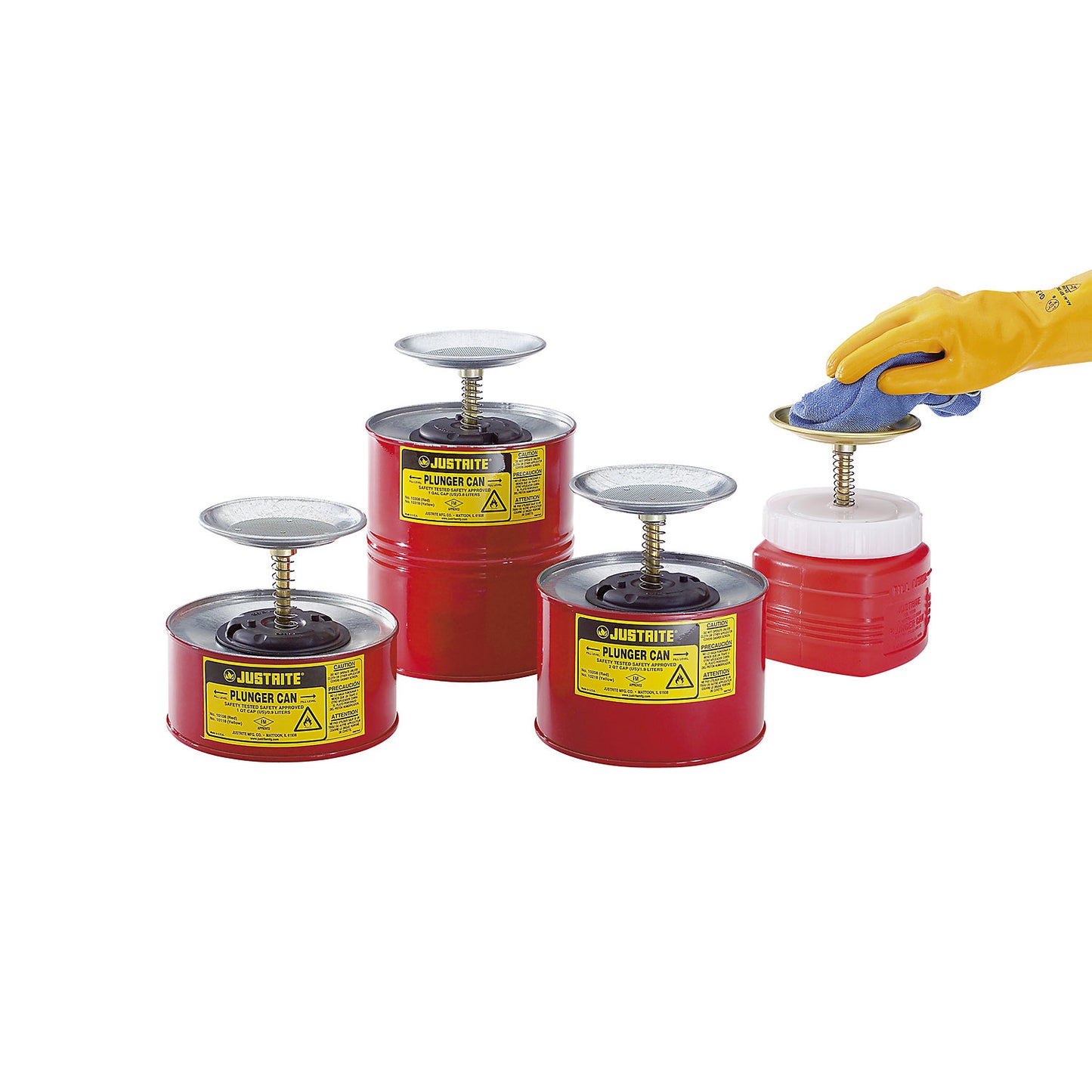 Plunger can, sheet steel, zinc plated and painted, capacity 1 l.