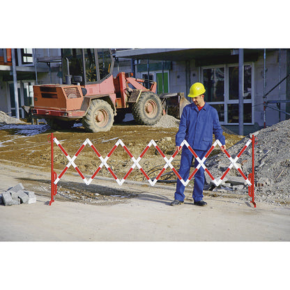 Expanding barrier, with 2 support feet, yellow / black, max. length 3600 mm.