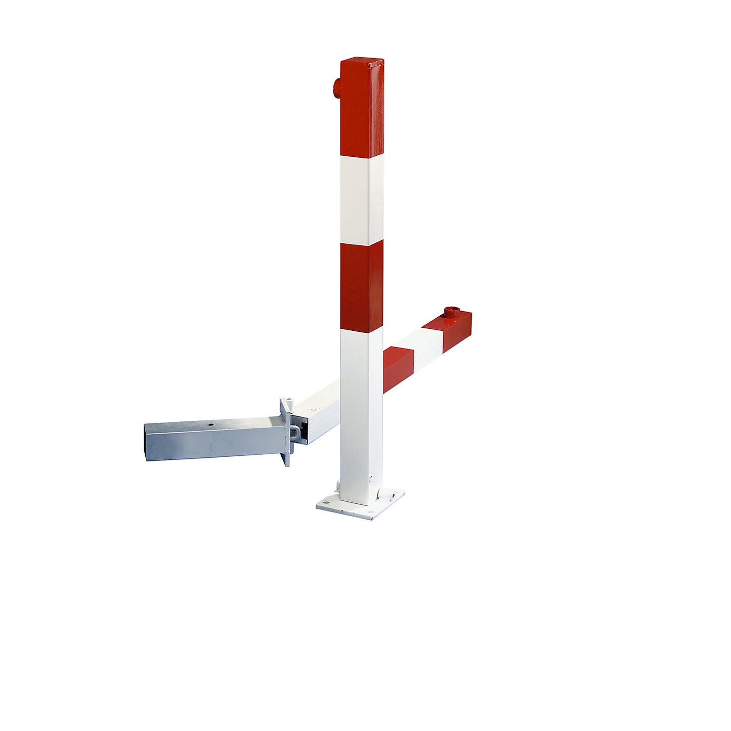 Barrier post made of rectangular profile, to bolt in place, cylinder lock.