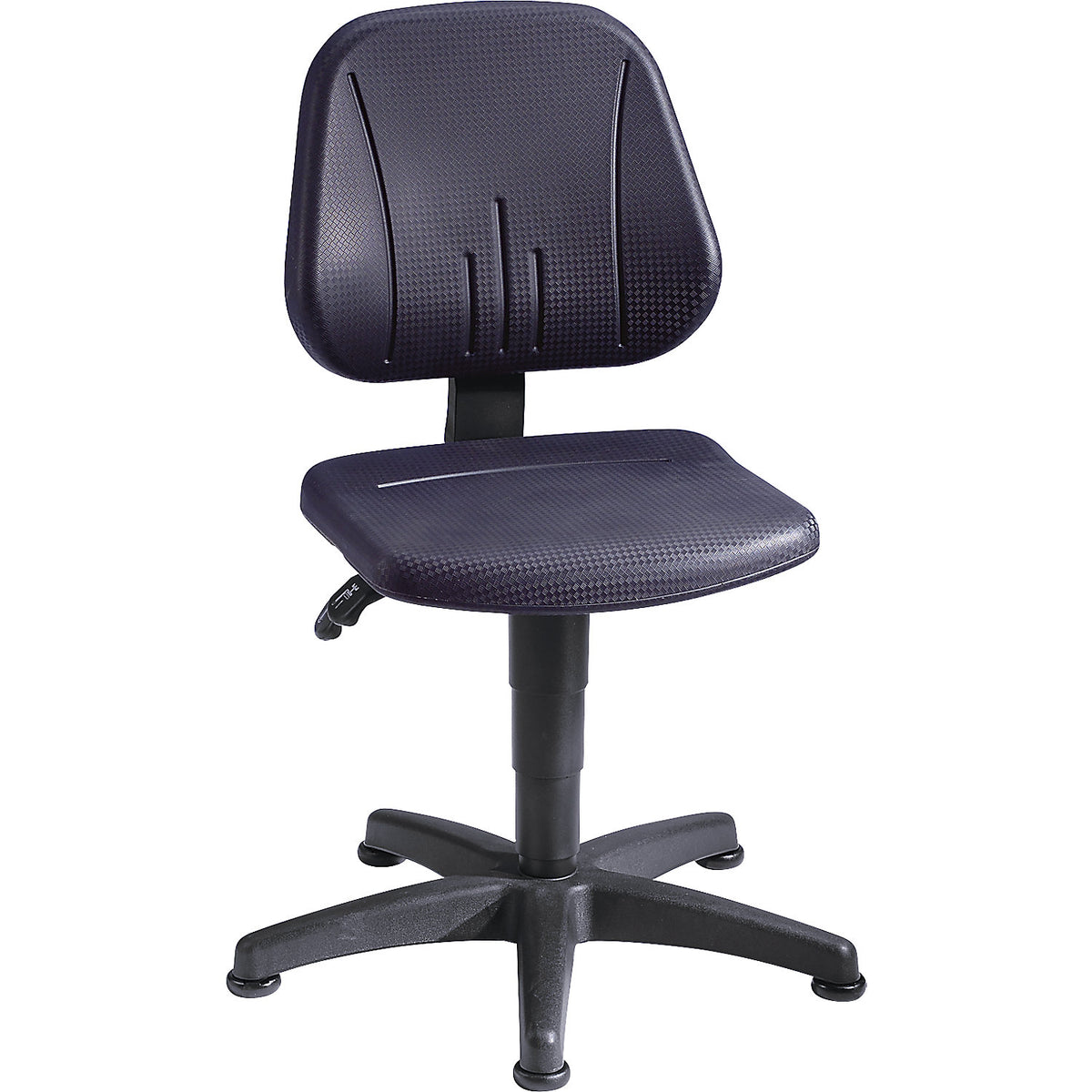 Unitec industrial swivel chair, with gas lift height adjustment, PU foam, black, with floor glides.
