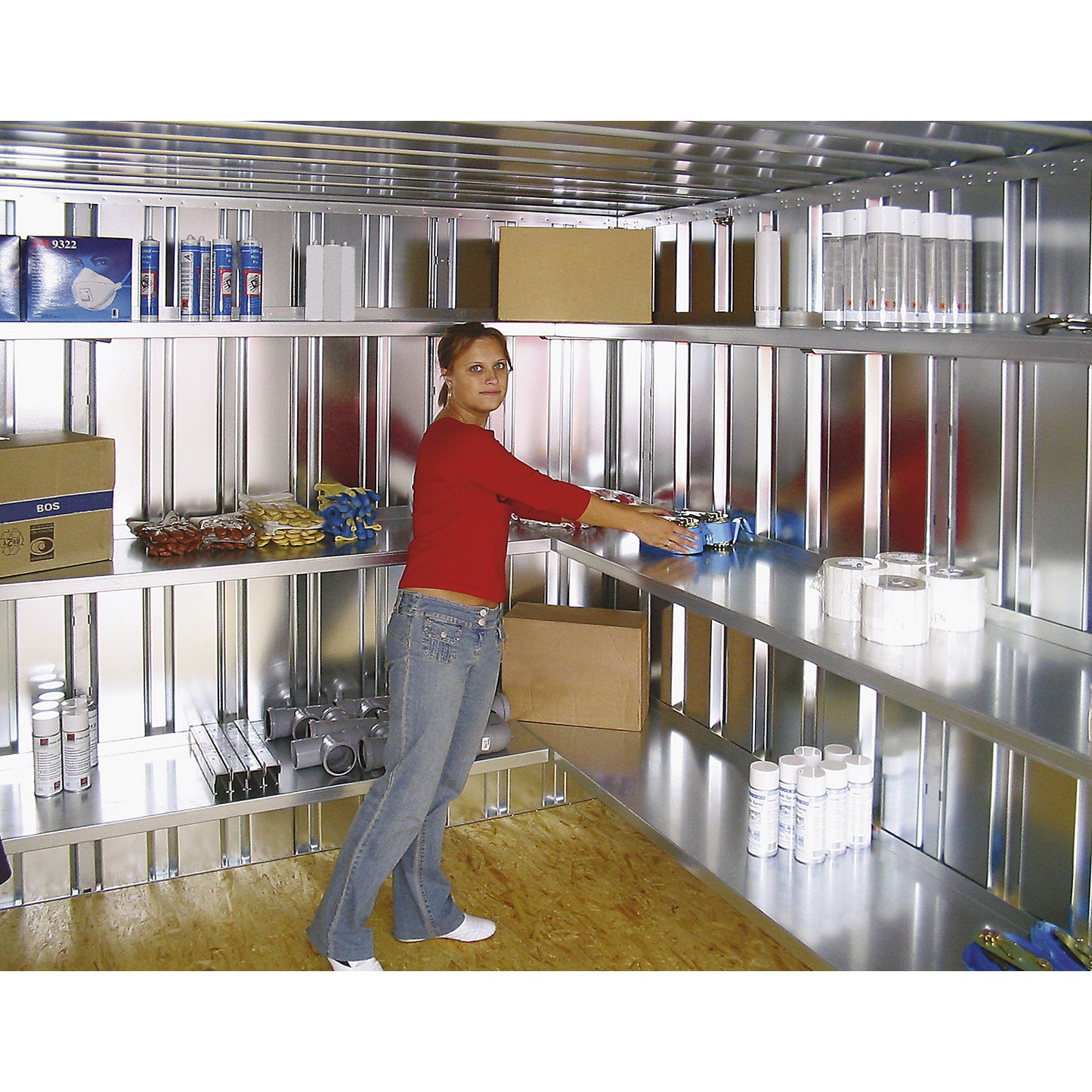 Storage shelf unit, 3 steel shelves, zinc plated, width 2000 mm.
