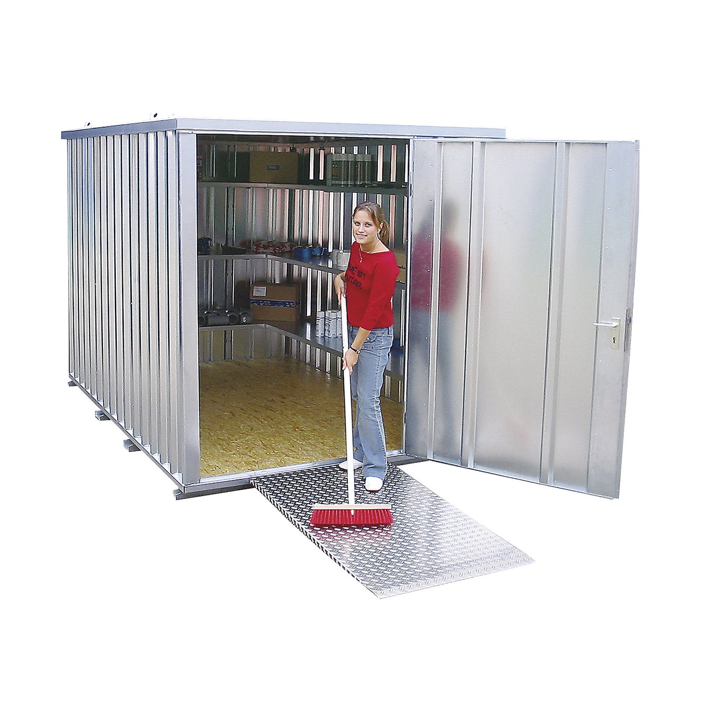 Quick build container, zinc-plated, disassembled, without wooden floor, external WxDxH 2100 x 2100 x 2100 mm.
