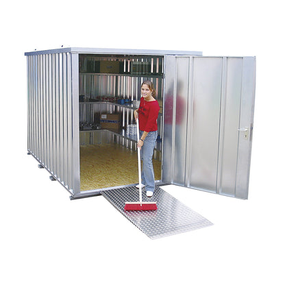 Quick build container, zinc-plated, disassembled, without wooden floor, external WxDxH 2100 x 2100 x 2100 mm.