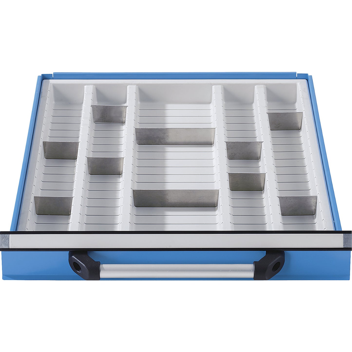 Drawer dividers for workbench, with 5 trays, for drawer heights 90 + 120 mm.