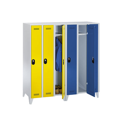 Köln clothes locker, 3 compartments, light grey / flame red, 900 mm.
