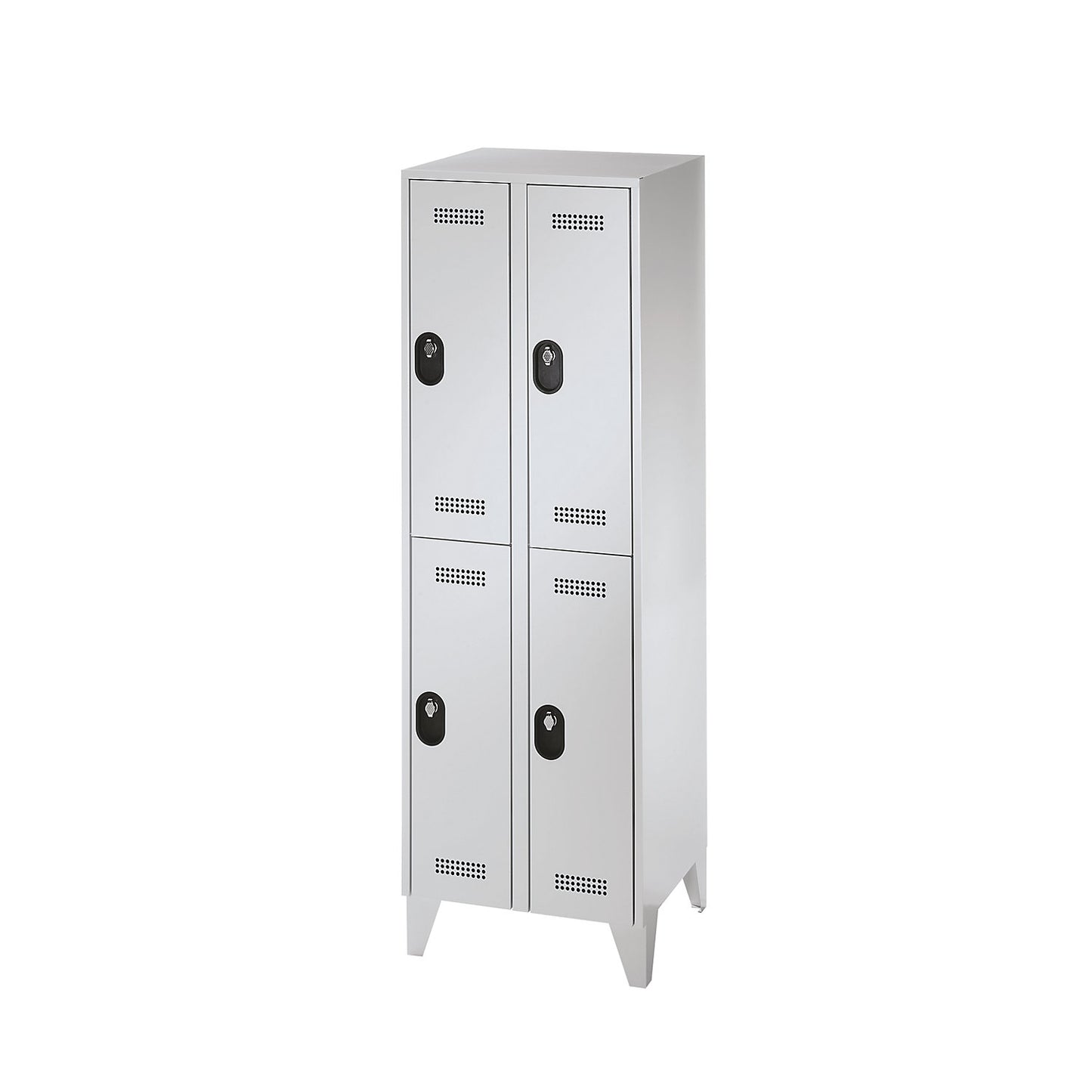 Köln double deck clothes locker, 2 compartments, light grey, 600 mm.