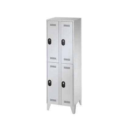 Köln double deck clothes locker, 2 compartments, light grey, 600 mm.