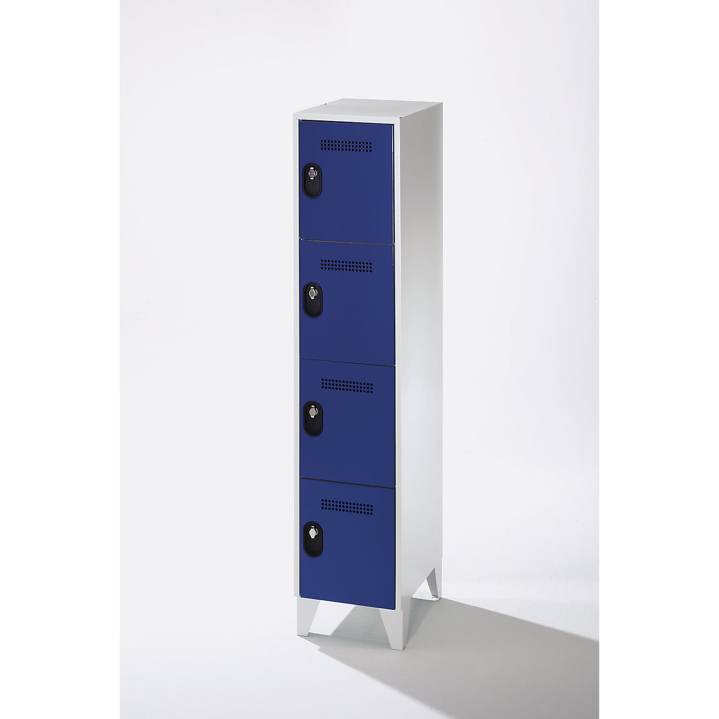 Köln 4-fold compartment locker, 1 compartment, light grey / gentian blue, 400 mm.