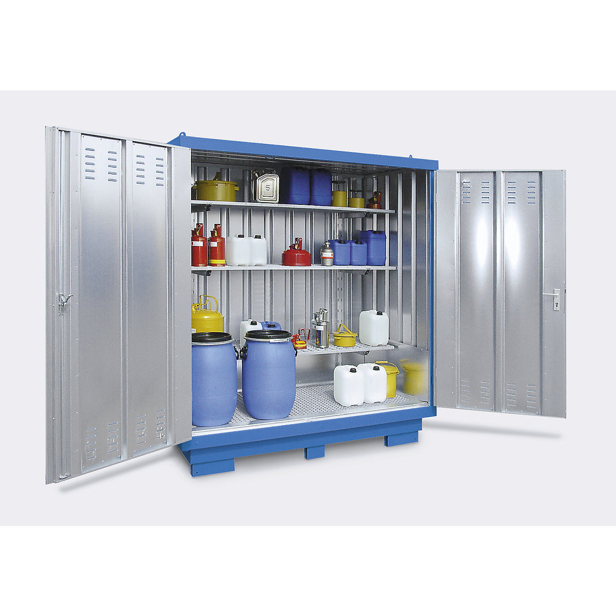 Hazardous goods storage container for water hazardous media, external HxWxD 2385 x 6075 x 2875 mm, zinc plated.