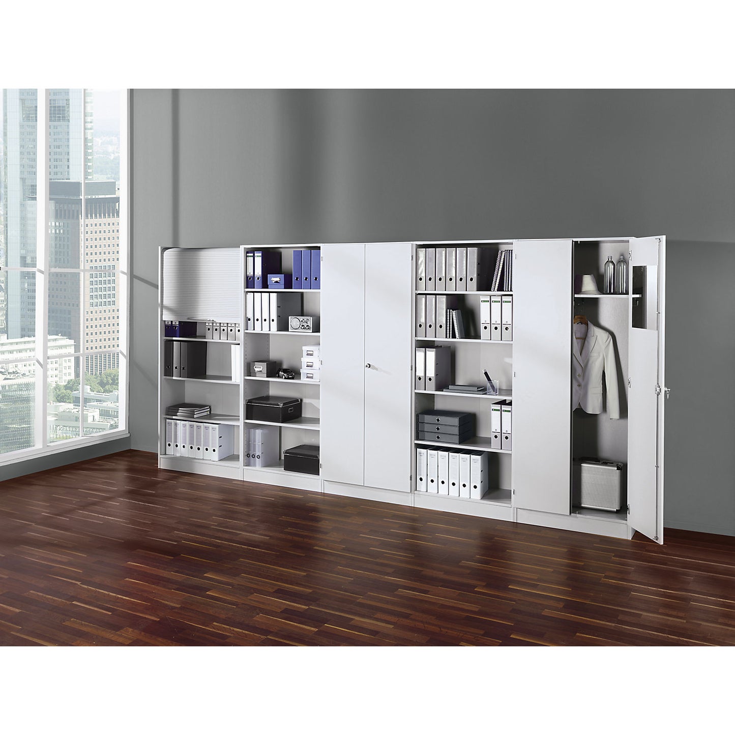 Cloakroom locker, with 1 shelf and 1 clothes rail, beech finish.