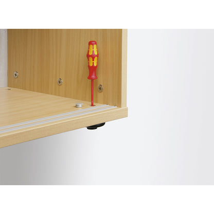 Sliding door cupboard, each with 2 shelves and 1 partition, HxWxD 1100 x 1200 x 400 mm, beech finish.