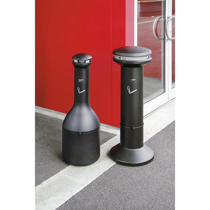 Pedestal ashtray made of zinc plated steel, capacity 15.5 l, Ø 330 mm, black.