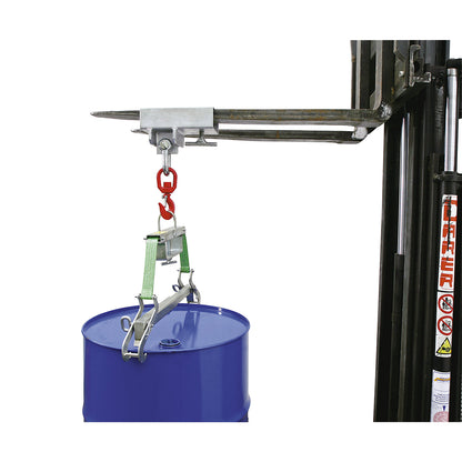 Load hook for 1 fork tip, max. load 1 t, painted, yellow orange RAL 2000.