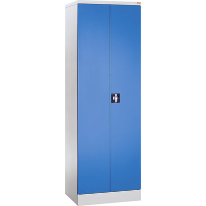 Venlo locker for cleaning products, 1 coat rail, 3 shelves, light grey / light blue.