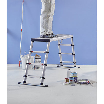 Telescopic working platform, platform 1365 x 410 mm, height adjustable up to 880 mm.