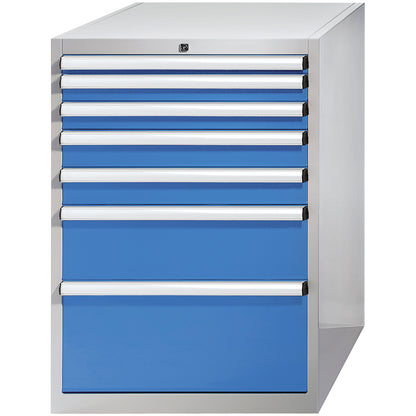 Drawer cupboard, height x width x depth 1000 x 717 x 725 mm, drawers 1 x 50, 2 x 75, 2 x 100, 1 x 200, 1 x 300 mm.