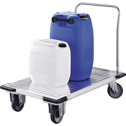 Stainless steel platform truck, max. load 350 kg, platform 1200 x 600 mm.