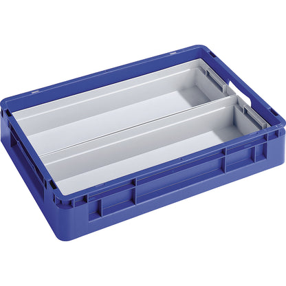 Insert box, for industrial container, for 1/2 division, pack of 2 x 2 containers.
