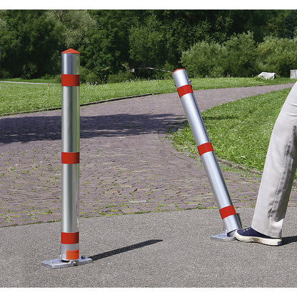 Barrier post, aluminium pipe, lockable, with foot pedal and automatic mechanism, triangle lock.