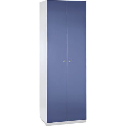 Frankfurt clean and dirty locker, 1 compartment with centre partition, W 600 mm, light grey / pigeon blue.