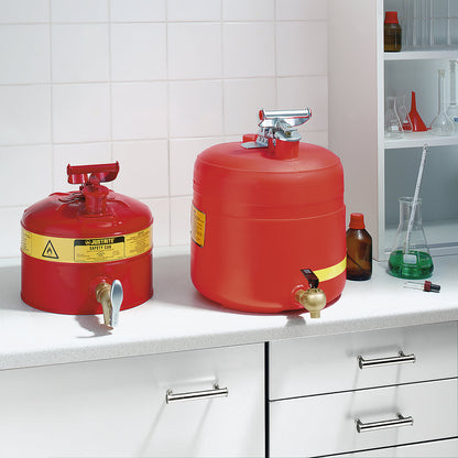 Safety dispenser with tap, sheet steel, capacity 19 l, painted red.