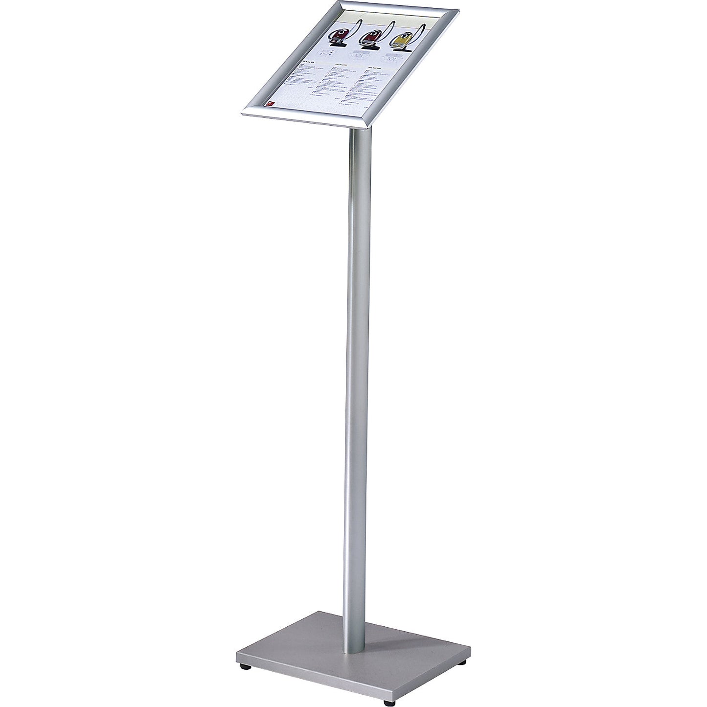 Info stand, horizontal format height 1060 mm / vertical format height 1080 mm, for A4 format.