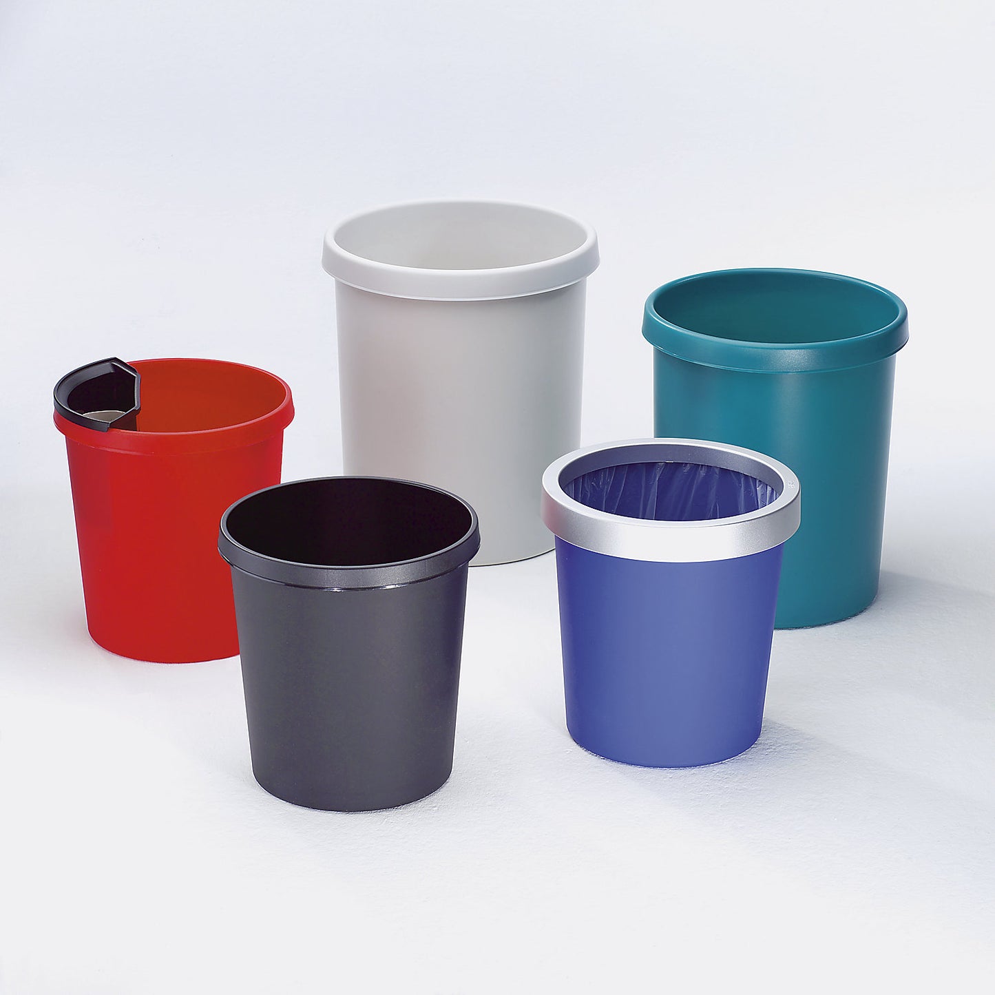 Waste paper bin made of polythene, capacity 30 l, pack of 5, red.