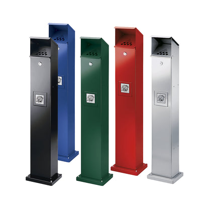 Combination column ashtray, capacity 5 l, WxHxD 180 x 1150 x 150 mm, moss green.