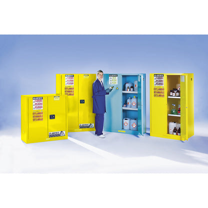 FM safety cupboards, HxWxD 1651 x 1092 x 457 mm, manual doors, for water hazardous media, yellow.