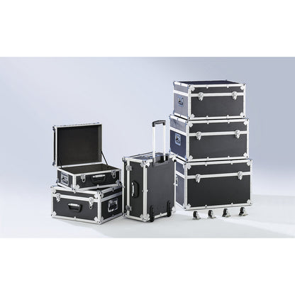 Transport box, upholstered, aluminium frame with plywood panels, external LxWxH 600 x 500 x 360 mm.