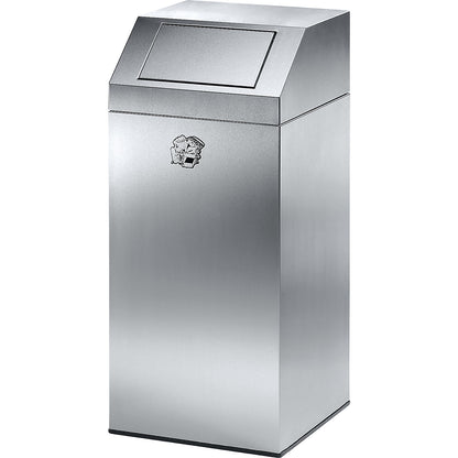 Stainless steel waste collector, for indoor and outdoor use, capacity 45 l, WxHxD 320 x 790 x 320 mm, with stainless steel inner container.