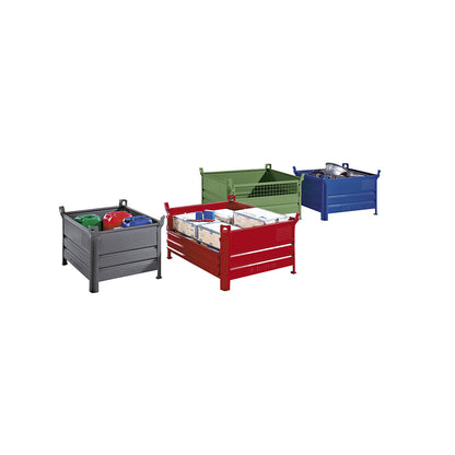 Solid panel box pallet, WxL 500 x 800 mm, max. load 1000 kg, blue, 1+ items.