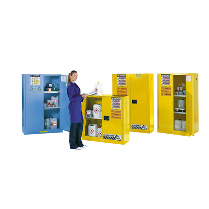 FM safety cupboards, HxWxD 1118 x 1092 x 457 mm, manual doors, for acids, alkalis, blue.
