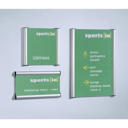 Door sign, aluminium profile frame, HxWxD 420 x 297 x 8 mm, pack of 3.