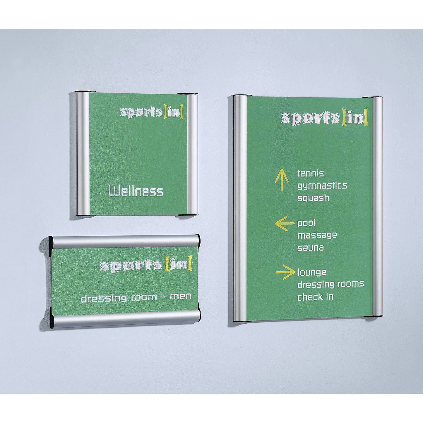 Door sign, aluminium profile frame, HxWxD 155 x 155 x 8 mm, pack of 10.